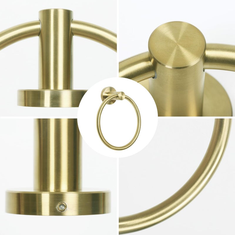 HouseAid Stainless Steel Towel Ring for Bathroom Hand Towel Holder Modern Circle Towel Hanger Round Towel Rack Wall Mounted Brushed Gold - Image 3